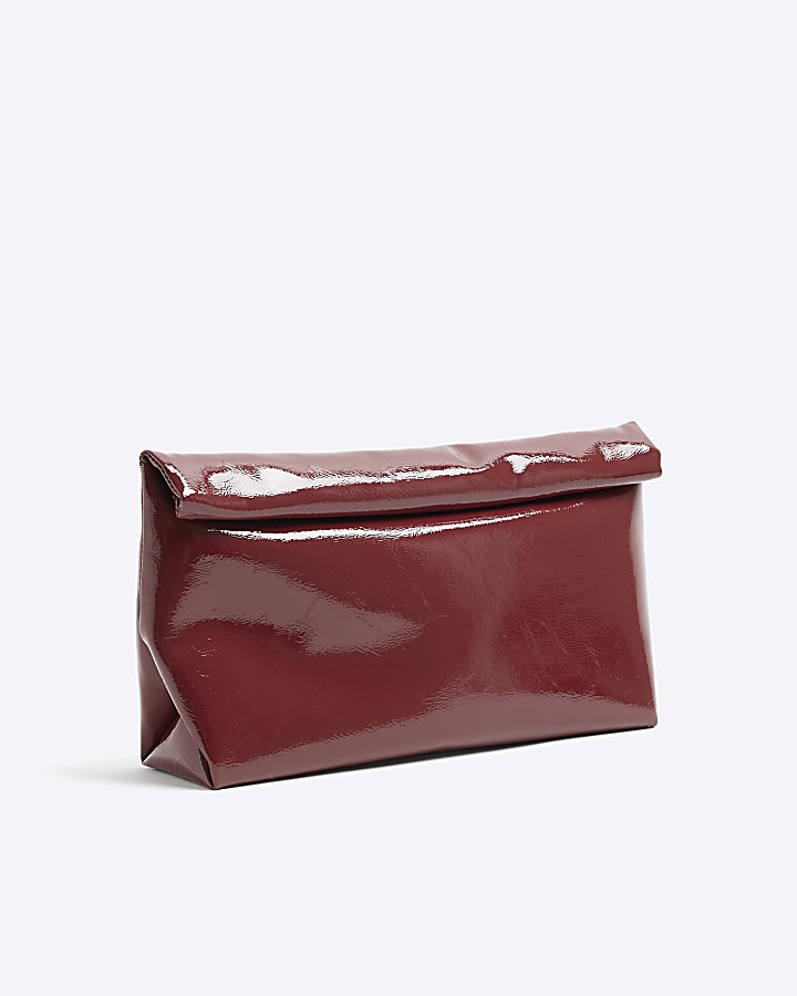 Red Roll Top Patent Clutch Bag