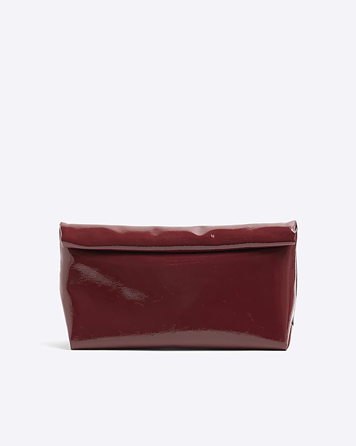 Red Roll Top Patent Clutch Bag