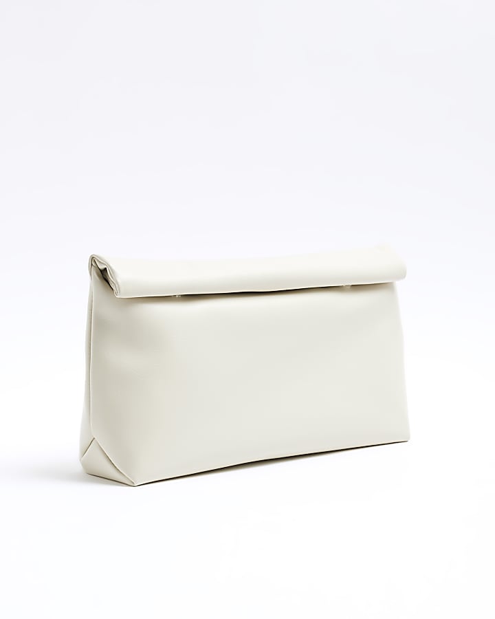 Cream Roll Top Clutch Bag