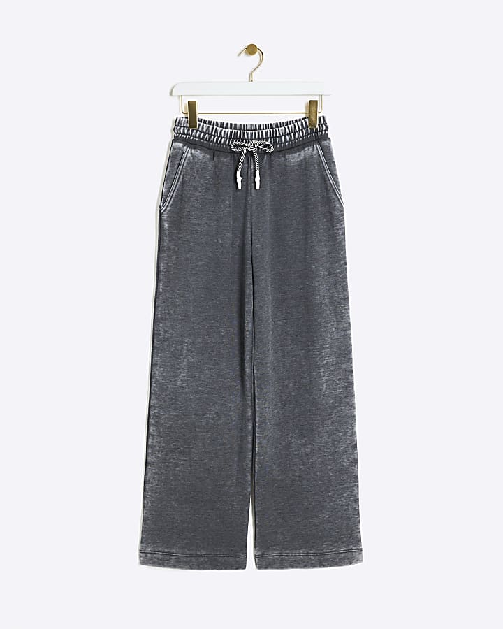 Grey washed wide leg joggers