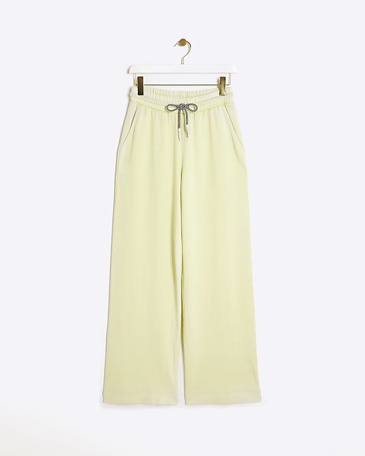 Lime green washed wide leg joggers