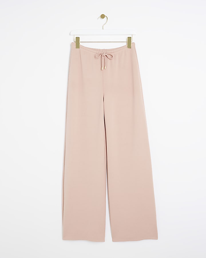 Pink pull on wide leg trousers