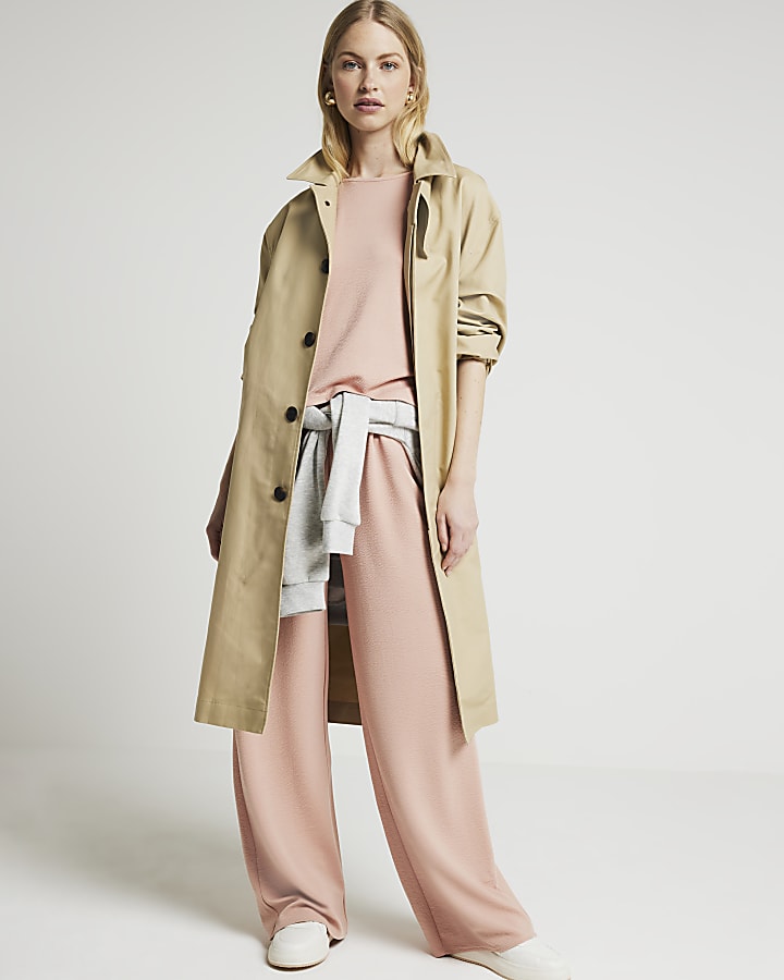 Pink pull on wide leg trousers