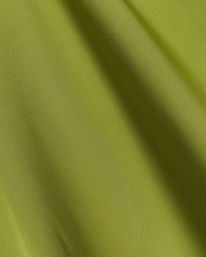 Green tie waist satin maxi skirt