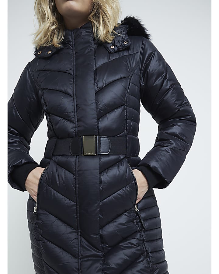 Black Slim Fit longline Padded coat