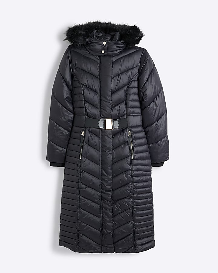 Black Slim Fit longline Padded coat