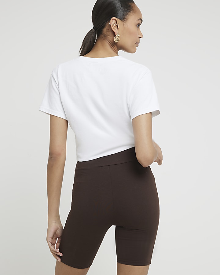 Brown high waisted cycling shorts