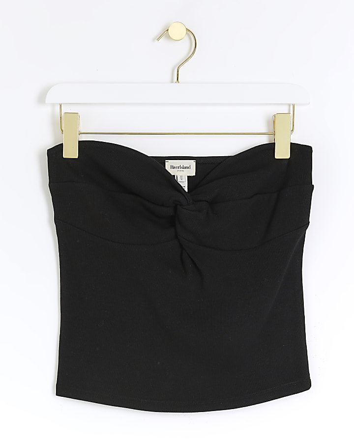 Black front knot bandeau top