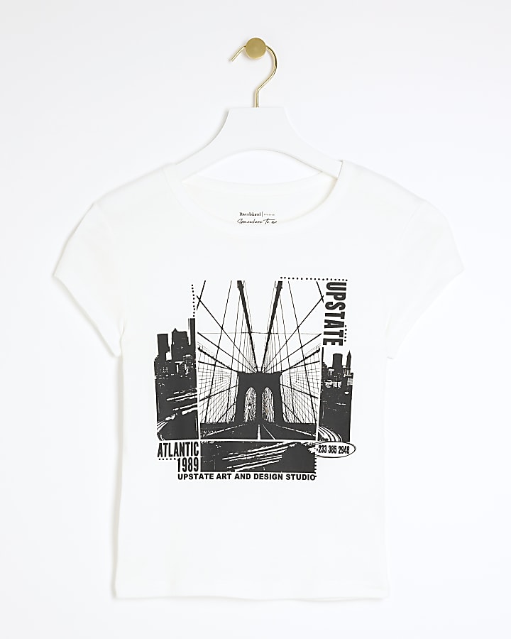 White Upstate Graphic Shrunken T-shirt