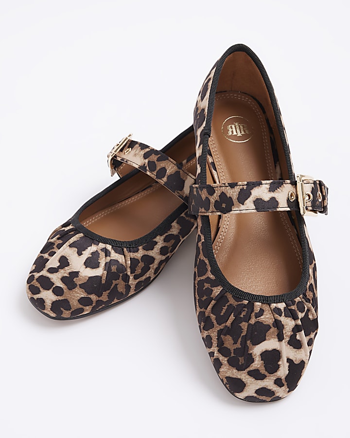 Brown Leopard Mary Jane Ballet Pumps