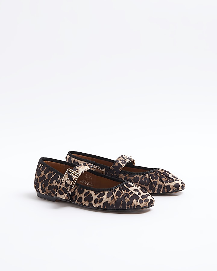 Brown Leopard Mary Jane Ballet Pumps