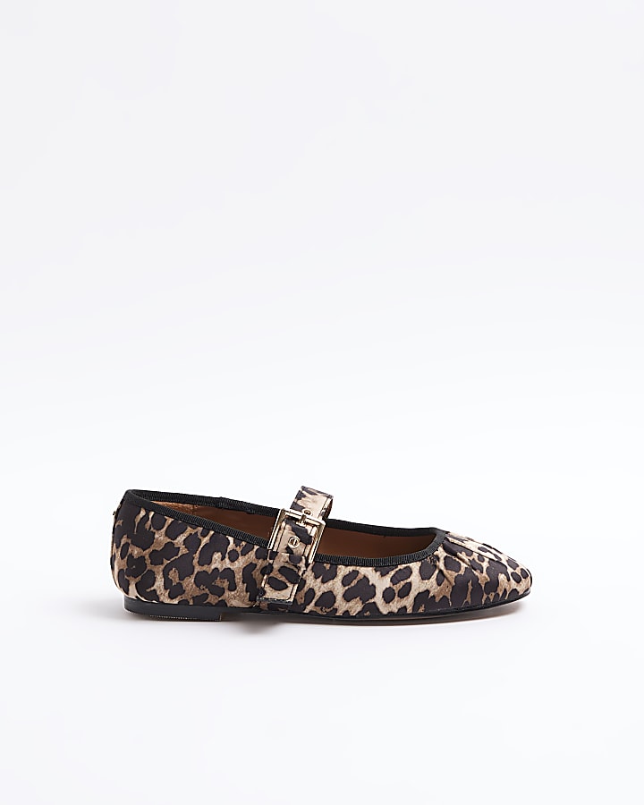 Brown Leopard Mary Jane Ballet Pumps