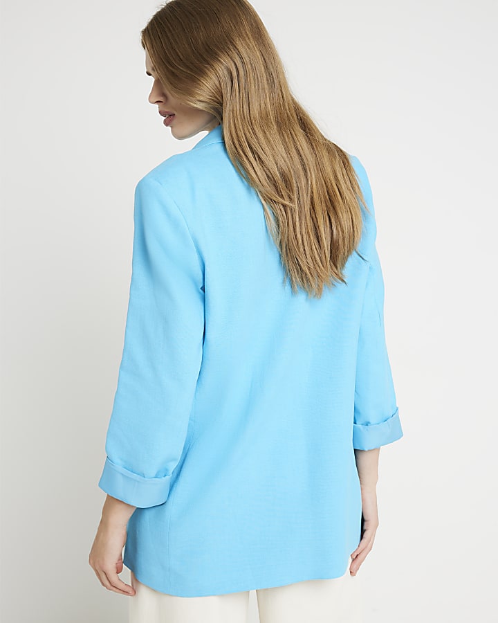 Blue roll sleeve blazer