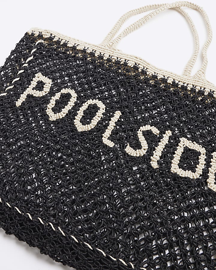 Black crochet shopper bag