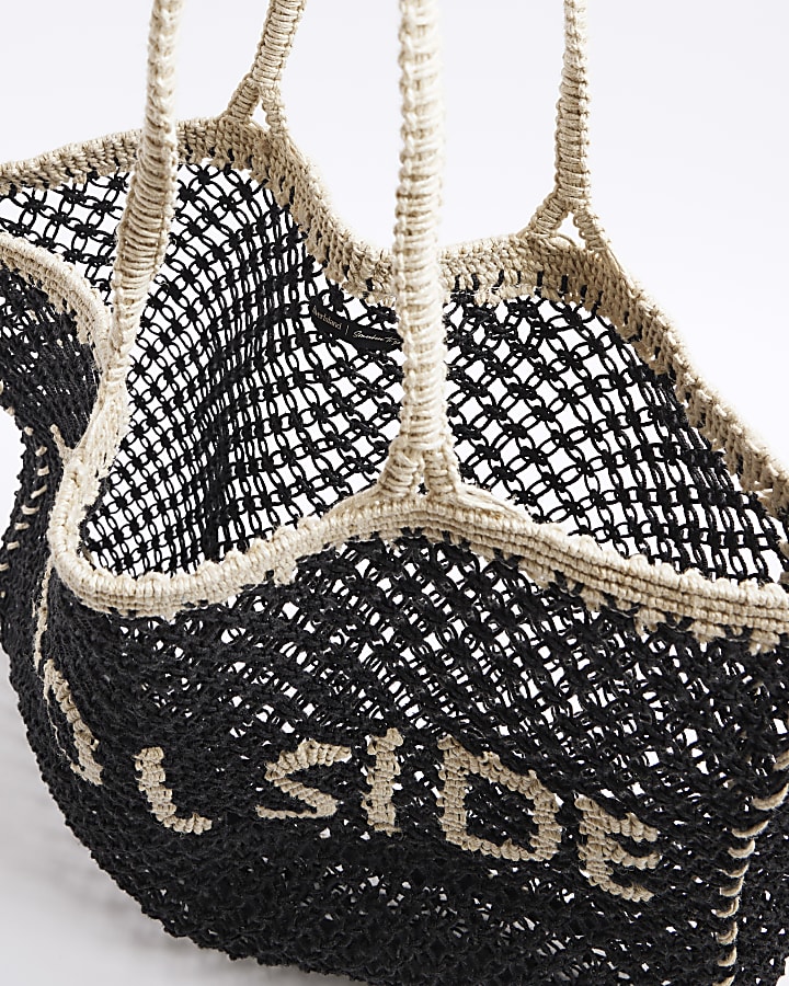 Black crochet shopper bag