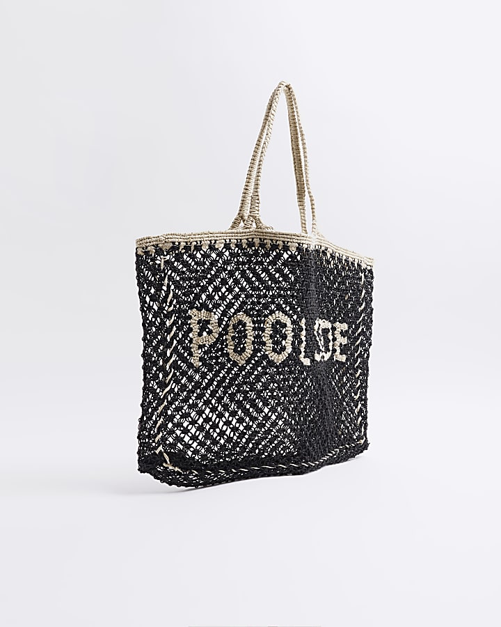 Black crochet shopper bag