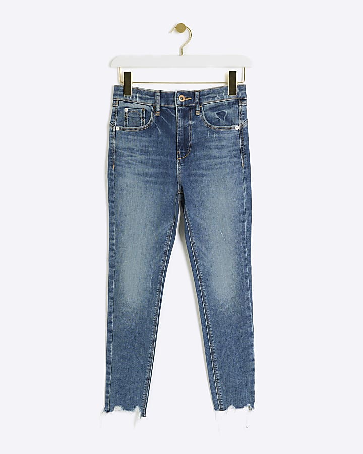 Petite blue high waisted skinny jeans