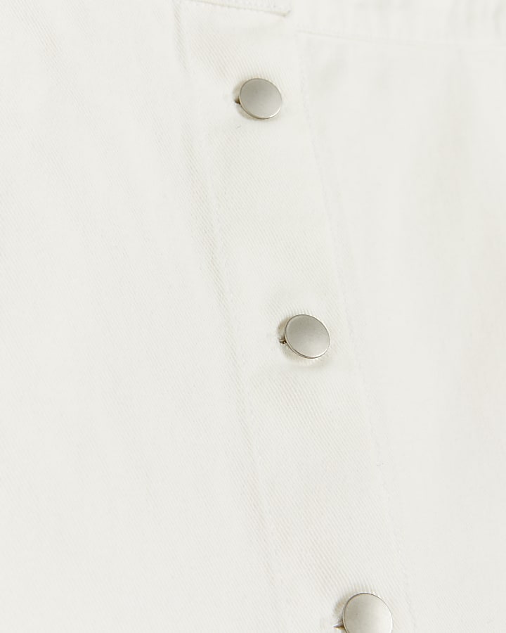 White denim button up midi skirt