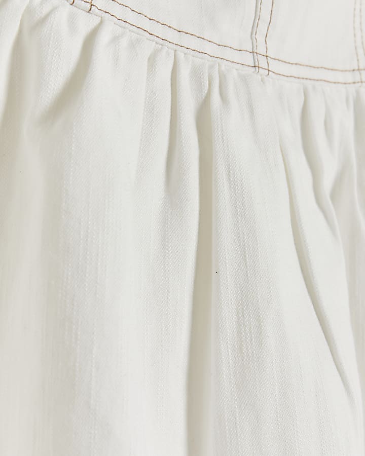 White denim bandeau midi dress