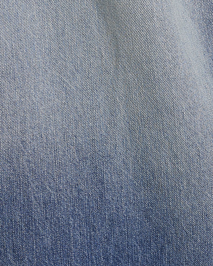 Blue Mid Rise Tailored Ombre Wide Fit Jeans