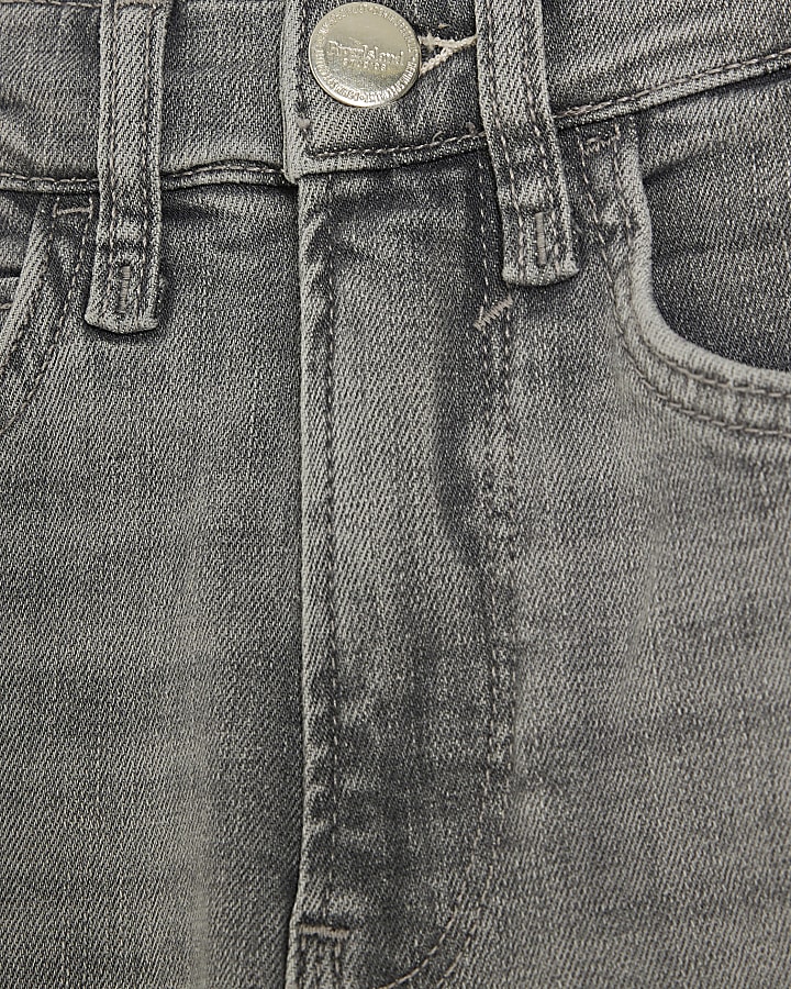 Grey high waisted cropped flare jeans