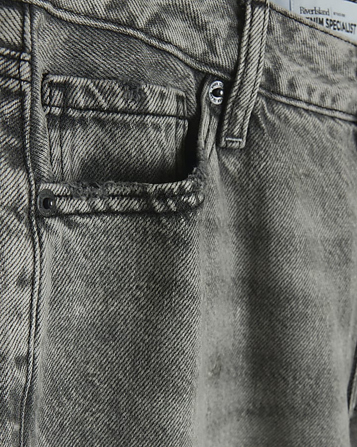 Petite Grey Relaxed Straight Fit Crop Jeans
