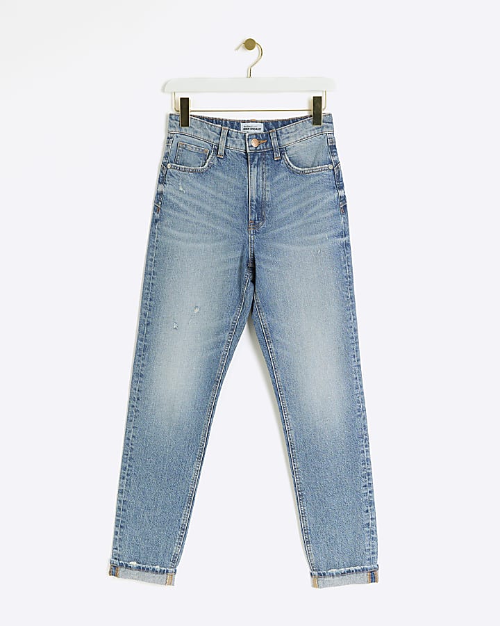 Blue high waisted bum sculpt mom jeans