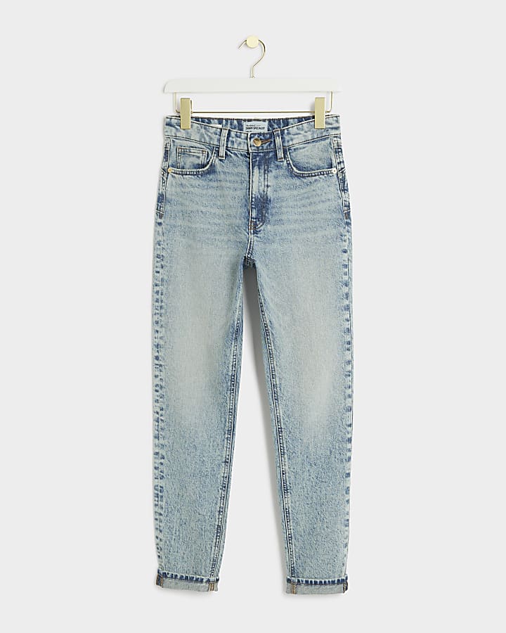 Blue high waisted bum sculpt mom jeans