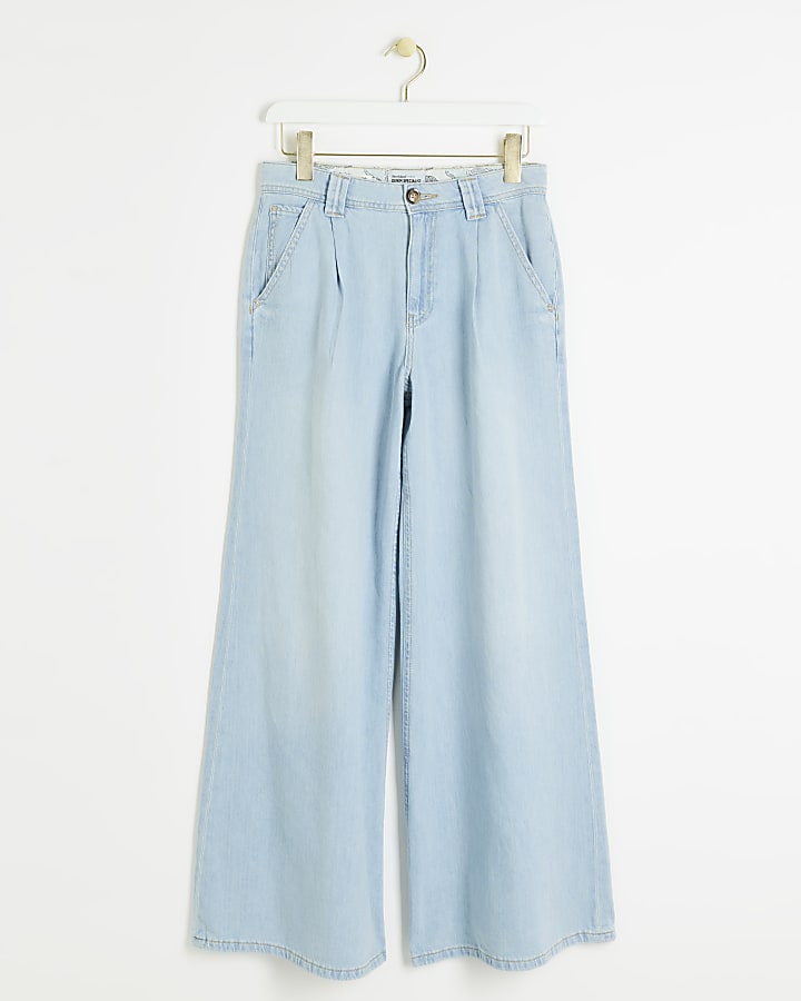 Light Blue mid rise tailored wide fit jeans