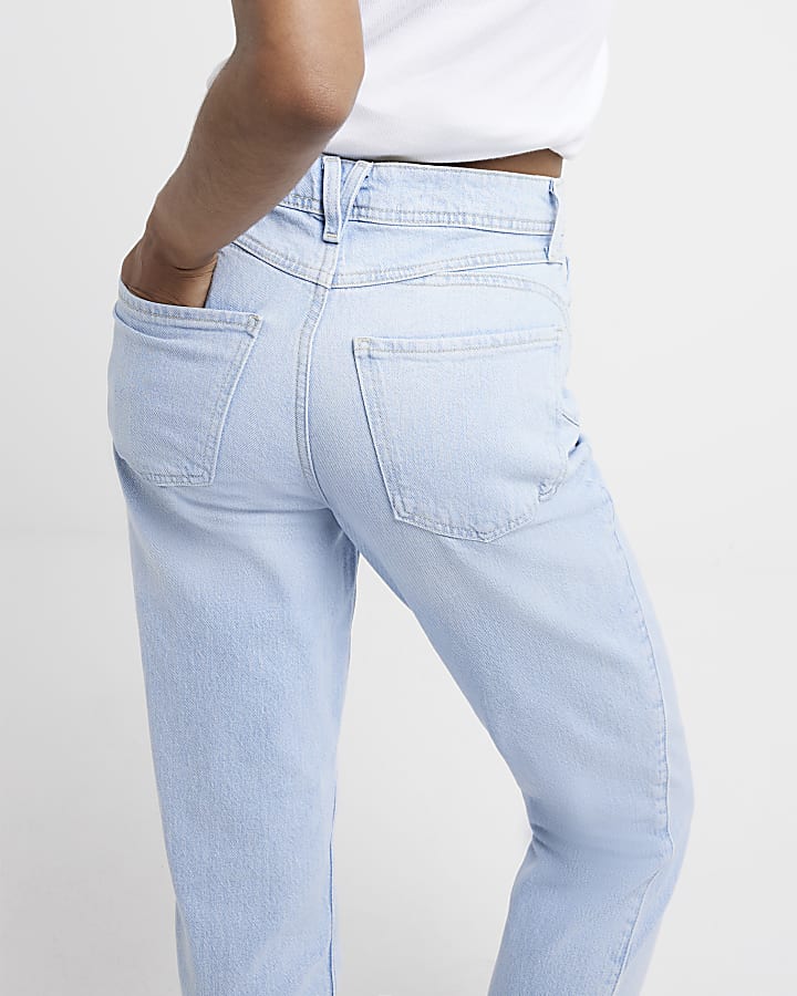 Blue denim high waisted sculpt mom jeans