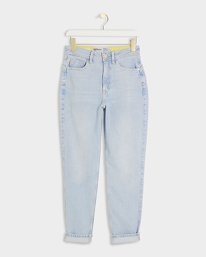 Blue denim high waisted sculpt mom jeans