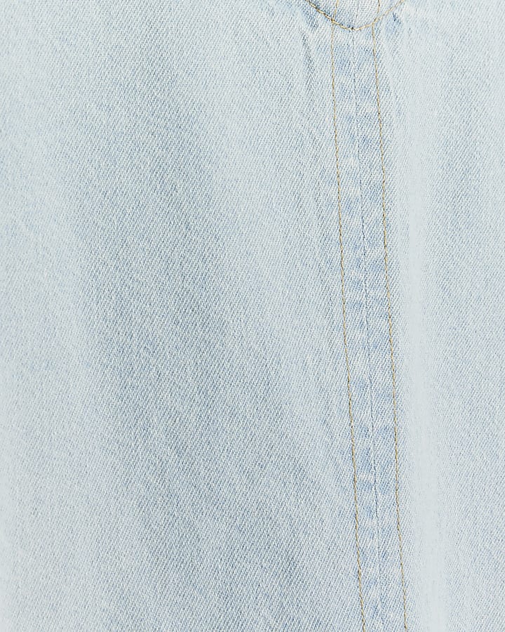 Plus blue denim puff sleeve shift mini dress