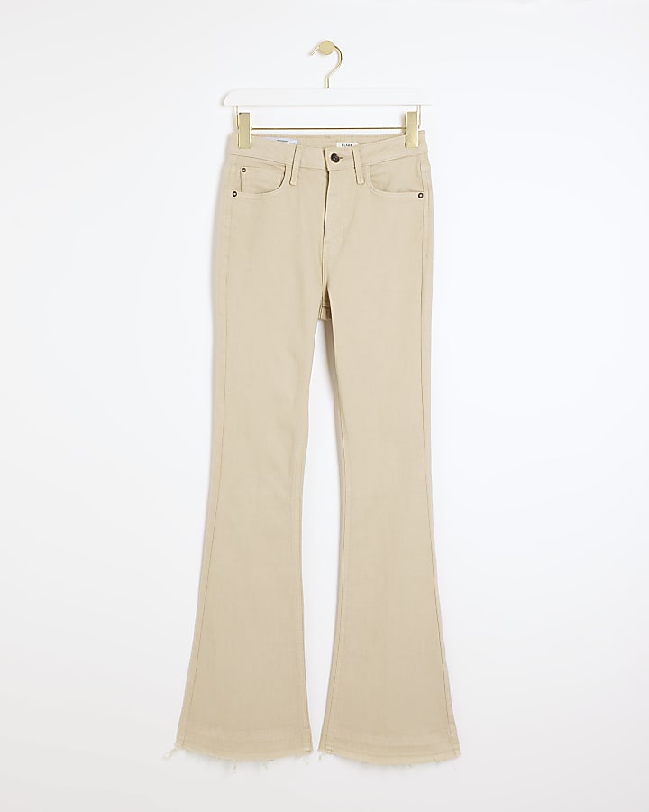 Beige high waisted kickflare jeans