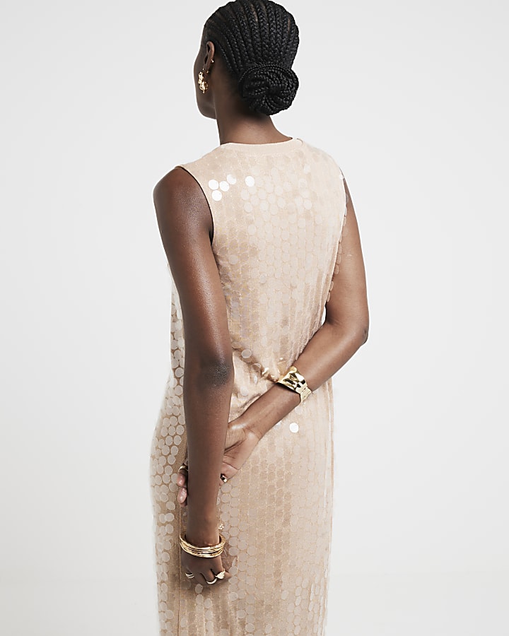 Rose gold sequin maxi dress