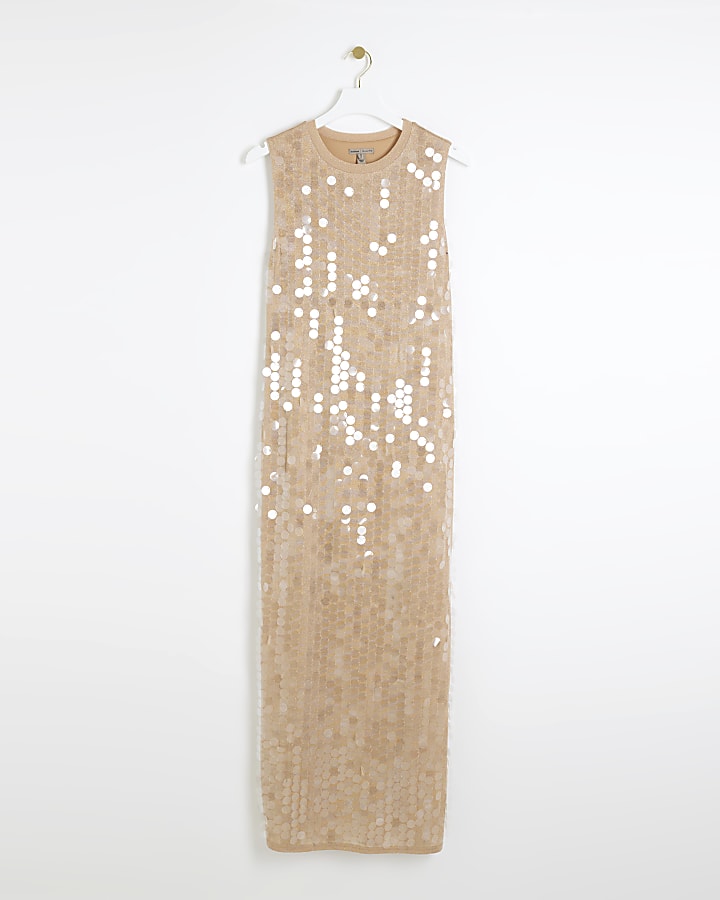 Rose gold sequin maxi dress