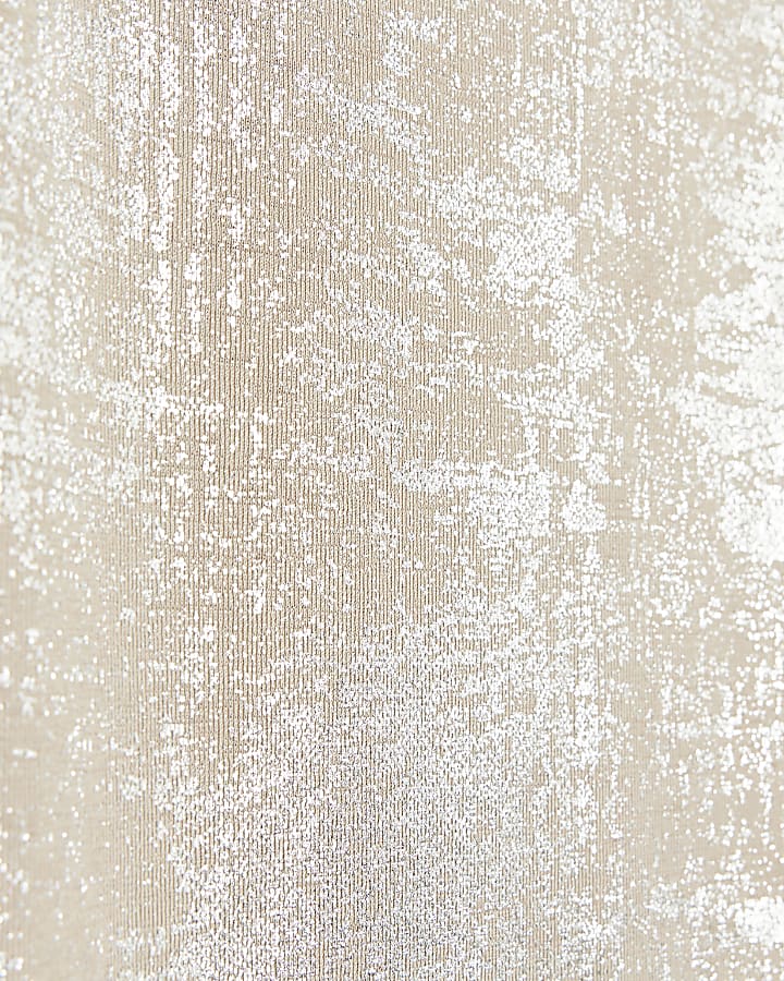 Beige stone foil print midi skirt