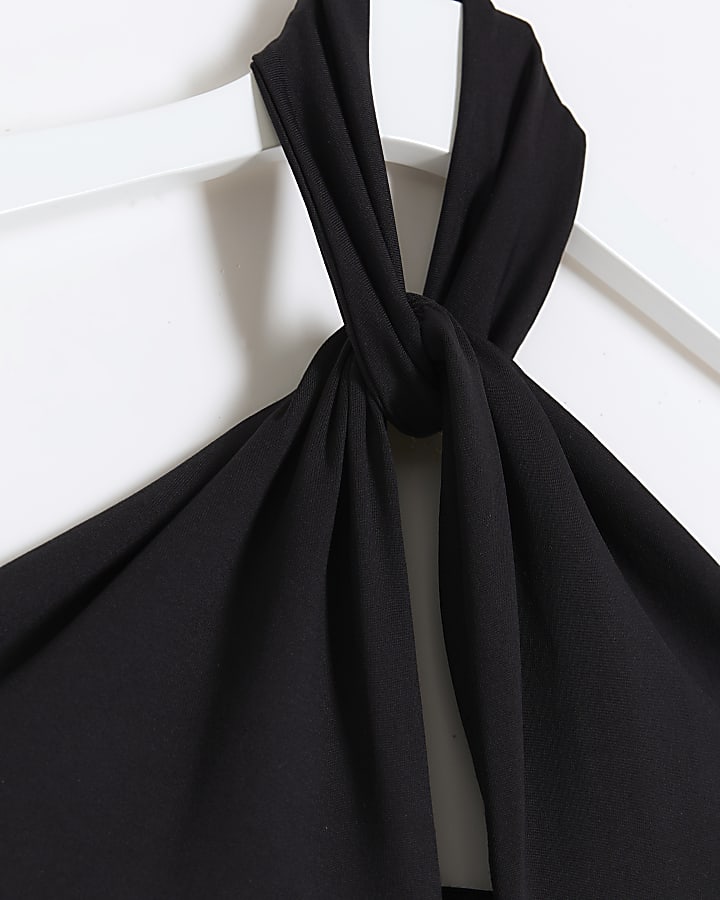 Black halter twist bodysuit