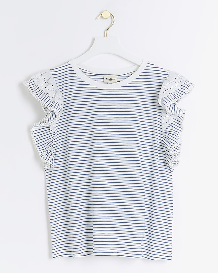 White stripe frill top