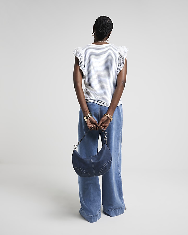 White stripe frill top
