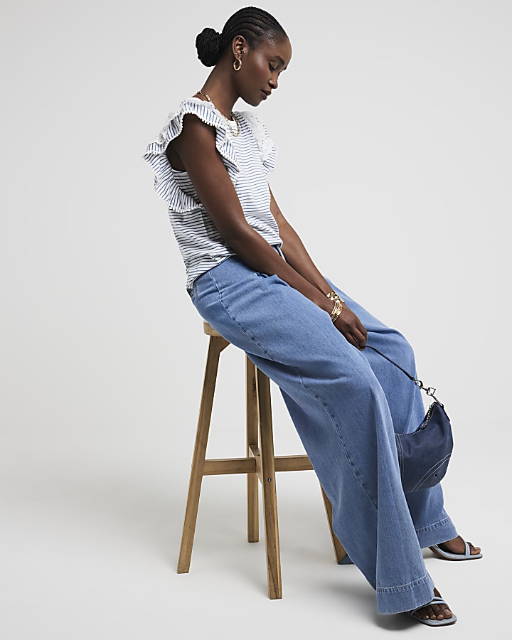 White stripe frill top