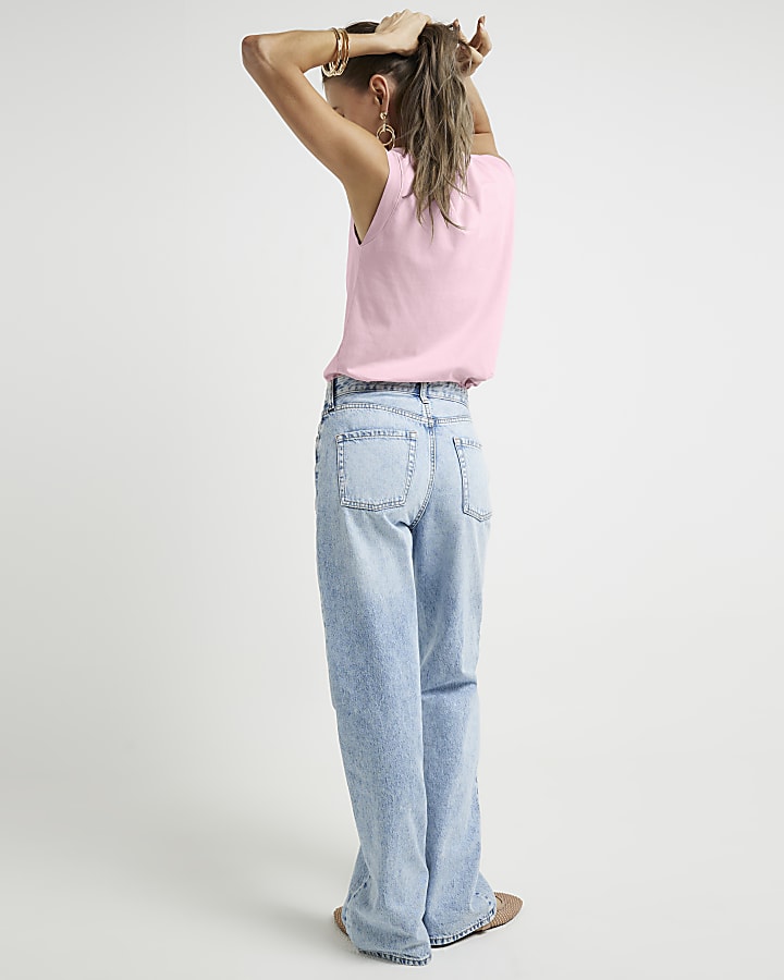 Pink Drape Cowl Neck Tank Top