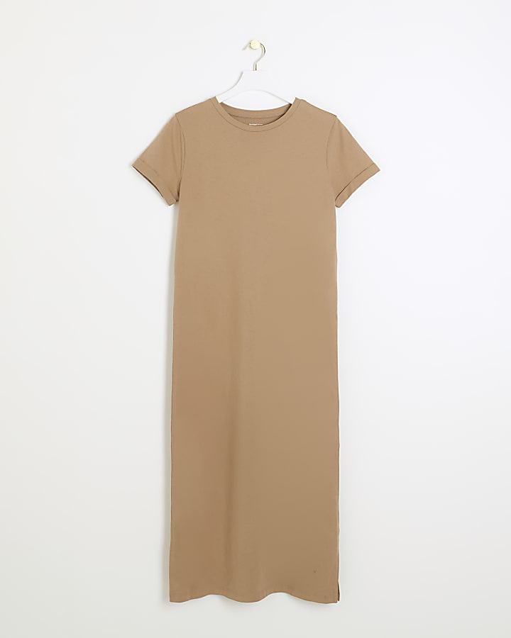 Beige midi t-shirt dress