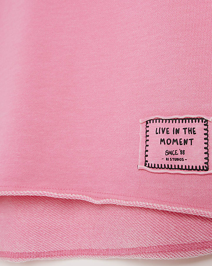 Pink boat neck plain sweatshirt