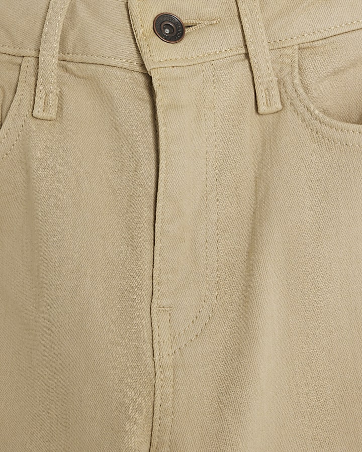 Petite Beige High Waisted Flared Jeans