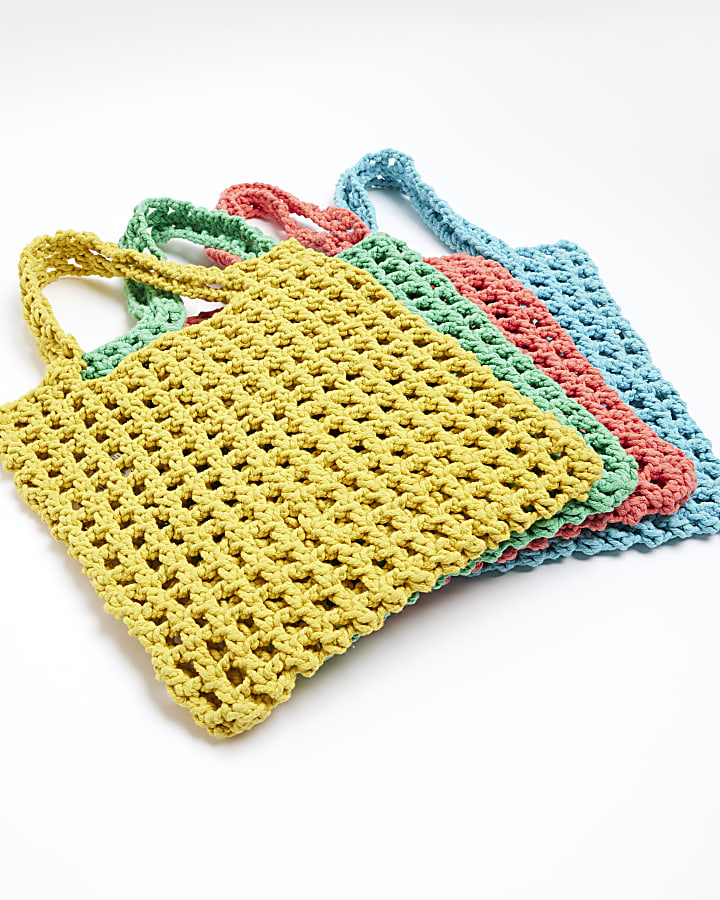 Yellow woven shopper bag