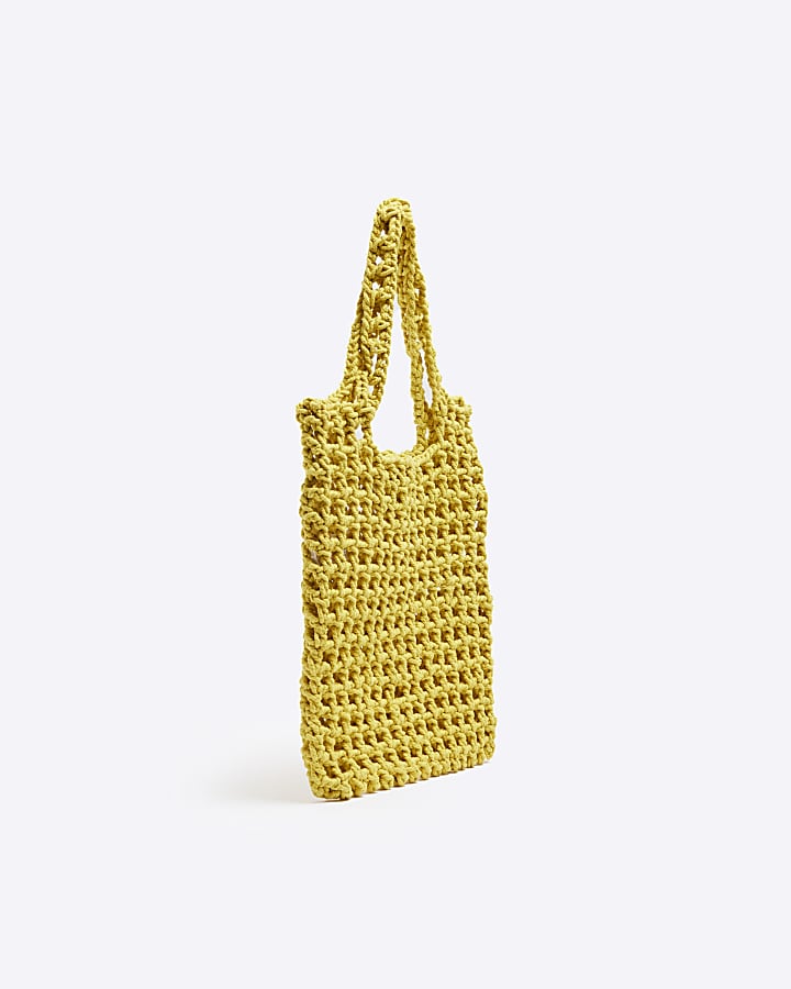 Yellow woven shopper bag