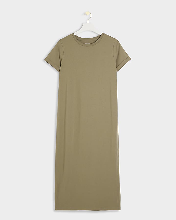 Khaki t-shirt midi dress