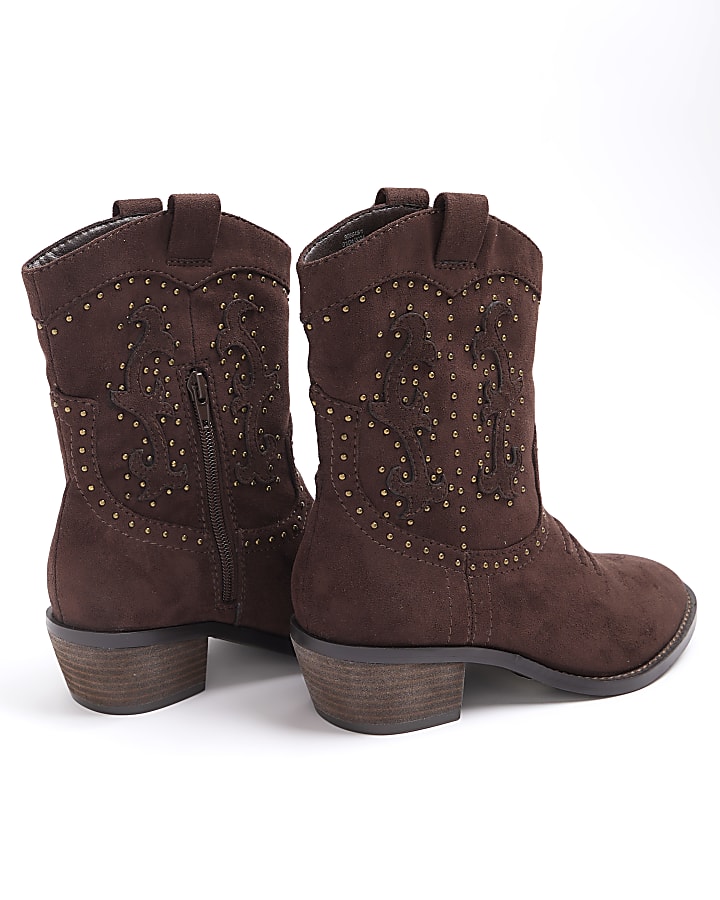 Dark Brown studded western cowboy boots