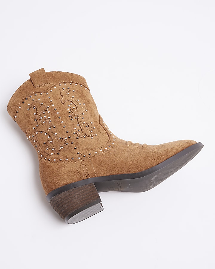 Brown studded western cowboy boots