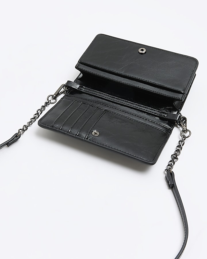 Black quilted chain cross body purse